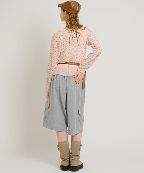 w closet（ダブルクローゼット）の「花柄パッチワークT（Tシャツ/カットソー・レディース・サックスブルー/アイボリー/ピンク・FREE）」の4枚目の写真