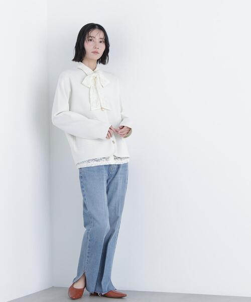 N.（N. Natural Beauty Basic）（エヌエヌナチュラルビューティーベーシック）の「ゴールドボタンニットカーディガン（カーディガン/ボレロ・レディース・ネイビー/ブルー/オフホワイト・ﾌﾘ-）」の8枚目の写真