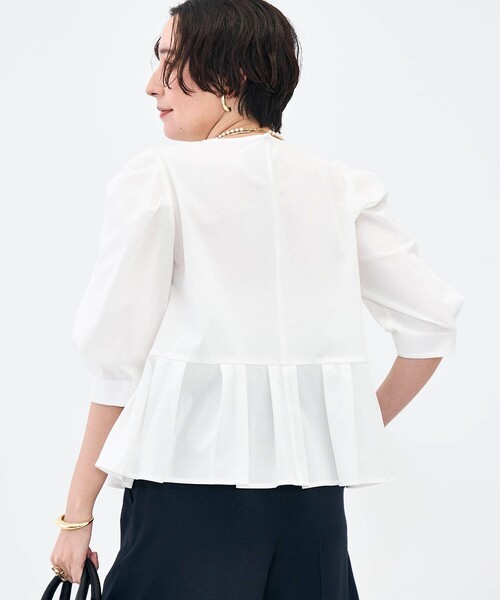 NOLLEY’S（ノーリーズ）の「ウォッシャブルサラドラトリコットペプラムブラウス（シャツ/ブラウス・レディース・レッド/ホワイト/ネイビー/イエロー・38）」の2枚目の写真