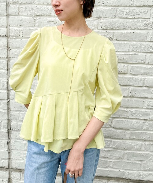 NOLLEY’S（ノーリーズ）の「ウォッシャブルサラドラトリコットペプラムブラウス（シャツ/ブラウス・レディース・レッド/ホワイト/ネイビー/イエロー・38）」の4枚目の写真