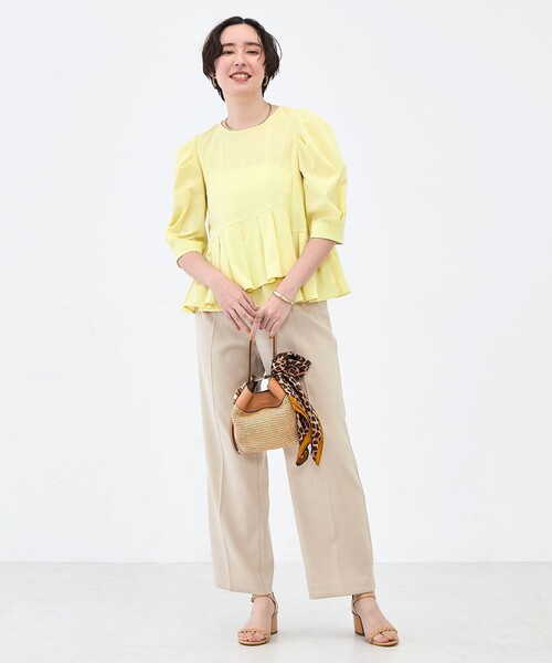 NOLLEY’S（ノーリーズ）の「ウォッシャブルサラドラトリコットペプラムブラウス（シャツ/ブラウス・レディース・レッド/ホワイト/ネイビー/イエロー・38）」の5枚目の写真