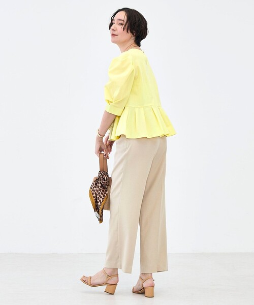 NOLLEY’S（ノーリーズ）の「ウォッシャブルサラドラトリコットペプラムブラウス（シャツ/ブラウス・レディース・レッド/ホワイト/ネイビー/イエロー・38）」の6枚目の写真