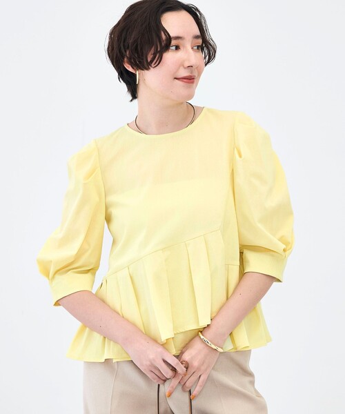 NOLLEY’S（ノーリーズ）の「ウォッシャブルサラドラトリコットペプラムブラウス（シャツ/ブラウス・レディース・レッド/ホワイト/ネイビー/イエロー・38）」の9枚目の写真