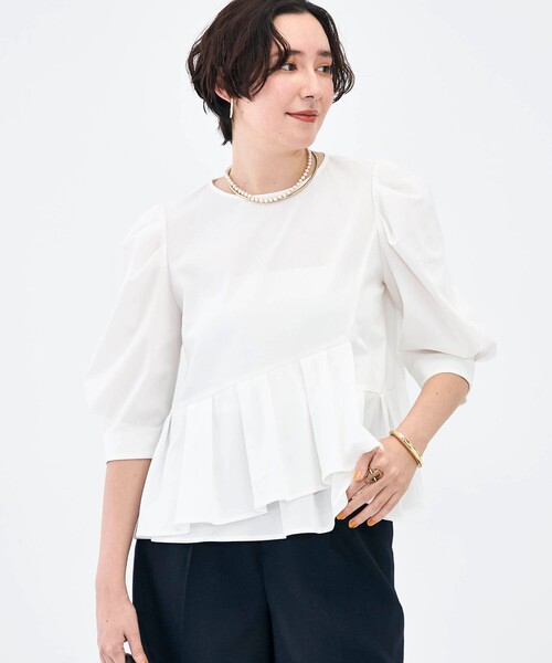 NOLLEY’S（ノーリーズ）の「ウォッシャブルサラドラトリコットペプラムブラウス（シャツ/ブラウス・レディース・レッド/ホワイト/ネイビー/イエロー・38）」の17枚目の写真