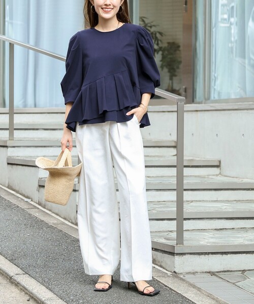 NOLLEY’S（ノーリーズ）の「ウォッシャブルサラドラトリコットペプラムブラウス（シャツ/ブラウス・レディース・レッド/ホワイト/ネイビー/イエロー・38）」の21枚目の写真