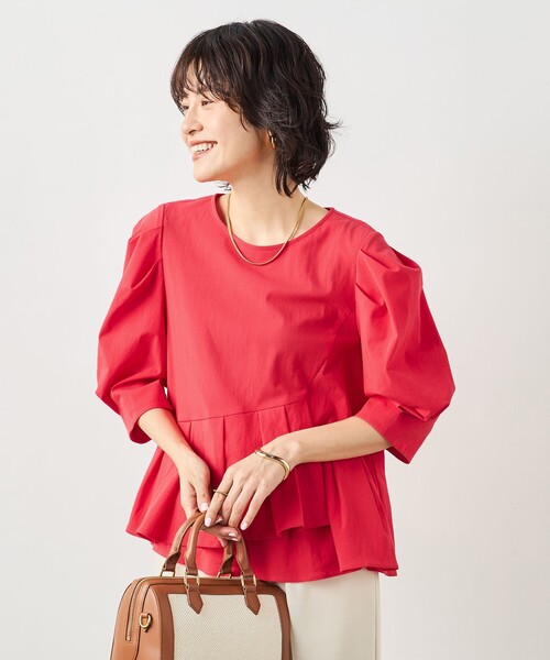NOLLEY’S(ノーリーズ)の「ウォッシャブルサラドラトリコットペプラムブラウス(シャツ/ブラウス・レディース・レッド/ホワイト/ネイビー/イエロー/ブラウン・38)」の6枚目の写真