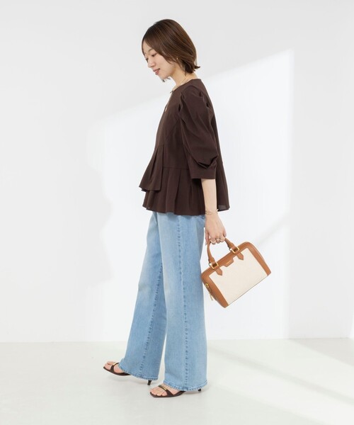 NOLLEY’S(ノーリーズ)の「ウォッシャブルサラドラトリコットペプラムブラウス(シャツ/ブラウス・レディース・レッド/ホワイト/ネイビー/イエロー/ブラウン・38)」の11枚目の写真
