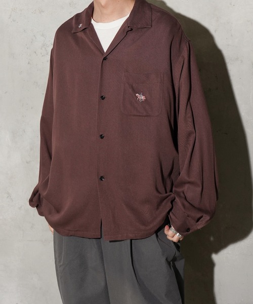 TOWNCRAFT(タウンクラフト)の「TOWNCRAFT / タウンクラフト 50S EMBROIDERY L/S SHIRT レーヨン ループカラーシャツ(シャツ/ブラウス・メンズ・ブラック・MEDIUM/LARGE)」の7枚目の写真