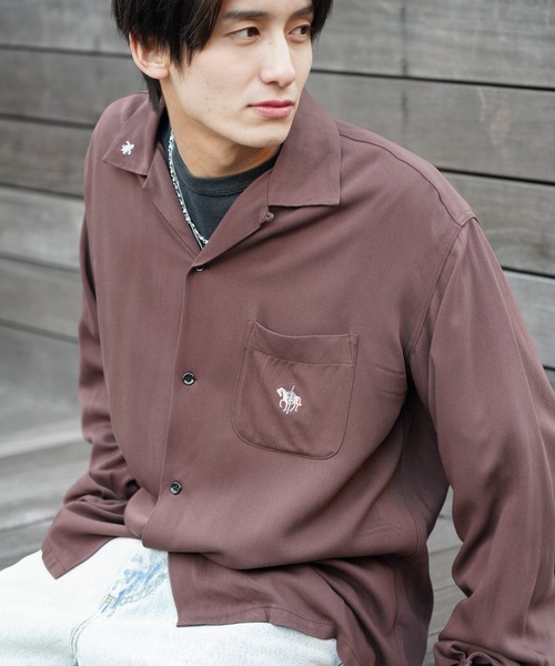 TOWNCRAFT(タウンクラフト)の「TOWNCRAFT / タウンクラフト 50S EMBROIDERY L/S SHIRT レーヨン ループカラーシャツ(シャツ/ブラウス・メンズ・ブラック・MEDIUM/LARGE)」の4枚目の写真
