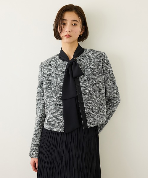 ROPE'（ロペ）の「ツイードノーカラージャケット（ノーカラージャケット・レディース・ブラック系その他/ターコイズブルー・36/38）」の4枚目の写真