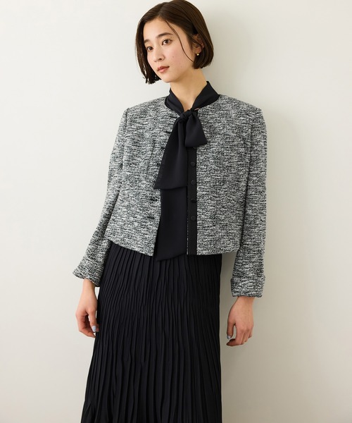 ROPE'（ロペ）の「ツイードノーカラージャケット（ノーカラージャケット・レディース・ブラック系その他/ターコイズブルー・36/38）」の5枚目の写真