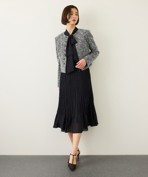 ROPE'（ロペ）の「ツイードノーカラージャケット（ノーカラージャケット・レディース・ブラック系その他/ターコイズブルー・36/38）」の6枚目の写真