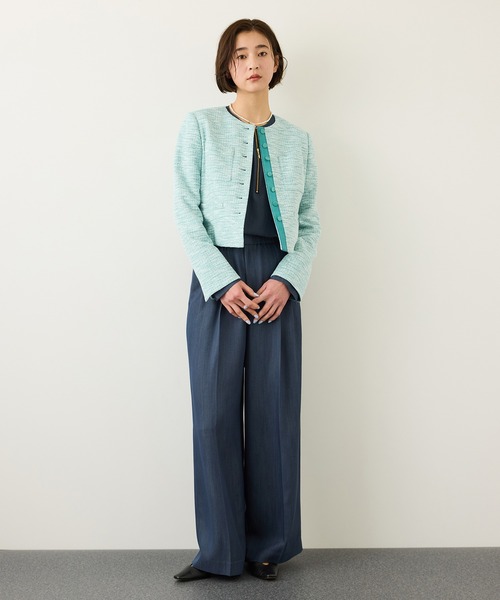 ROPE'（ロペ）の「ツイードノーカラージャケット（ノーカラージャケット・レディース・ブラック系その他/ターコイズブルー・36/38）」の7枚目の写真