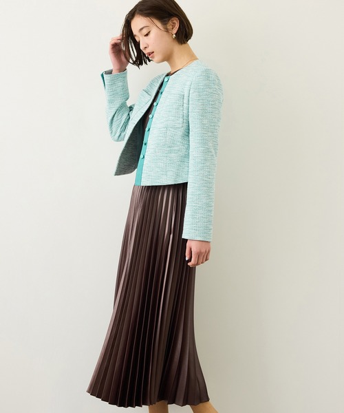 ROPE'（ロペ）の「ツイードノーカラージャケット（ノーカラージャケット・レディース・ブラック系その他/ターコイズブルー・36/38）」の9枚目の写真