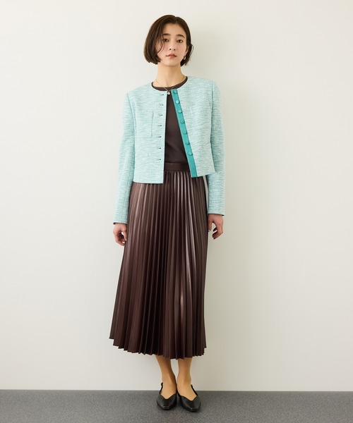 ROPE'（ロペ）の「ツイードノーカラージャケット（ノーカラージャケット・レディース・ブラック系その他/ターコイズブルー・36/38）」の10枚目の写真