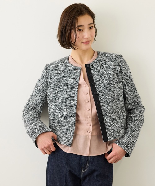 ROPE'（ロペ）の「ツイードノーカラージャケット（ノーカラージャケット・レディース・ブラック系その他/ターコイズブルー・36/38）」の11枚目の写真