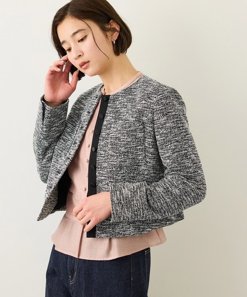ROPE'（ロペ）の「ツイードノーカラージャケット（ノーカラージャケット・レディース・ブラック系その他/ターコイズブルー・36/38）」の12枚目の写真