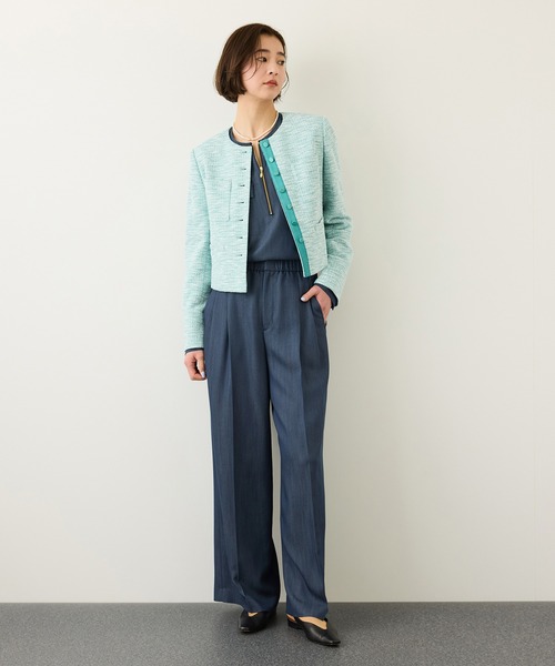 ROPE'（ロペ）の「ツイードノーカラージャケット（ノーカラージャケット・レディース・ブラック系その他/ターコイズブルー・36/38）」の14枚目の写真