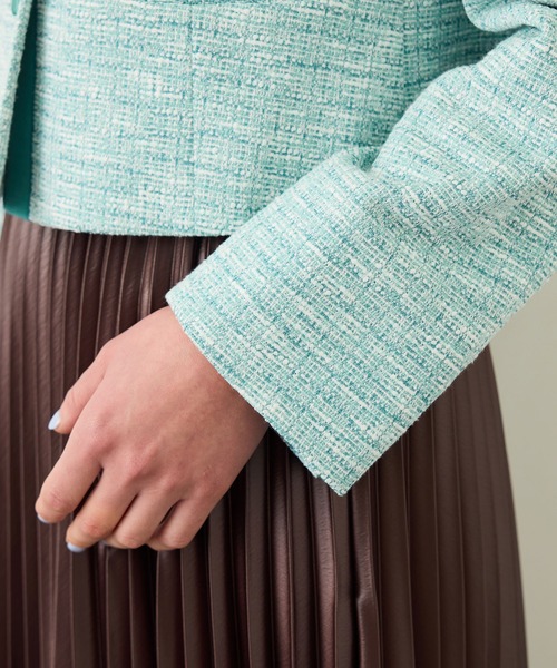 ROPE'（ロペ）の「ツイードノーカラージャケット（ノーカラージャケット・レディース・ブラック系その他/ターコイズブルー・36/38）」の20枚目の写真