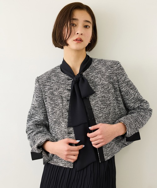 ROPE'(ロペ)の「ツイードノーカラージャケット(ノーカラージャケット・レディース・ブラック系その他/ターコイズブルー・36/38)」の21枚目の写真