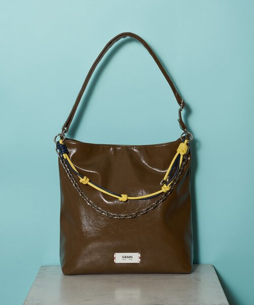 GRAIN(グレイン)の「【GRAIN/グレイン】配色レザーチェーン2WAYショルダーバッグ(トートバッグ・レディース・ブラウン/ブラック/アイボリー・FREE)」の3枚目の写真