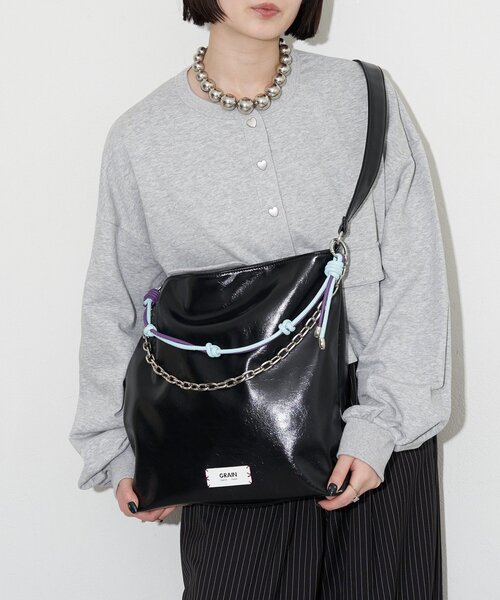 GRAIN(グレイン)の「【GRAIN/グレイン】配色レザーチェーン2WAYショルダーバッグ(トートバッグ・レディース・ブラウン/ブラック/アイボリー・FREE)」の1枚目の写真