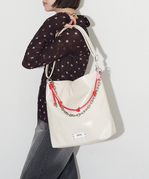 GRAIN(グレイン)の「【GRAIN/グレイン】配色レザーチェーン2WAYショルダーバッグ(トートバッグ・レディース・ブラウン/ブラック/アイボリー・FREE)」の16枚目の写真