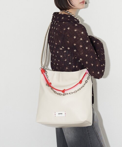 GRAIN(グレイン)の「【GRAIN/グレイン】配色レザーチェーン2WAYショルダーバッグ(トートバッグ・レディース・ブラウン/ブラック/アイボリー・FREE)」の18枚目の写真