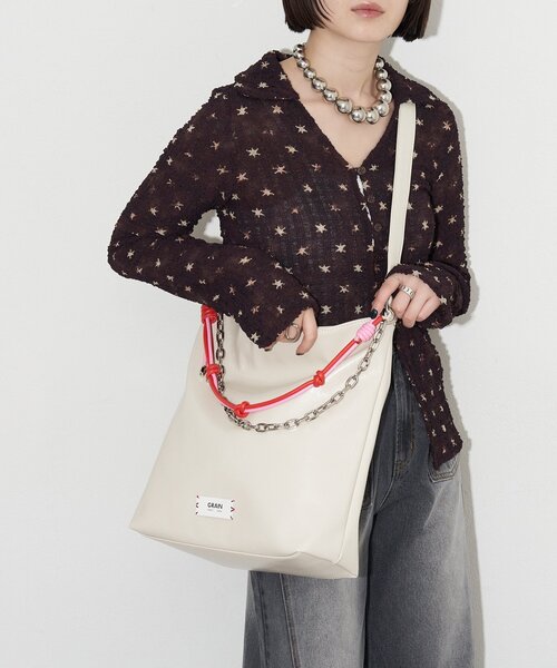 GRAIN(グレイン)の「【GRAIN/グレイン】配色レザーチェーン2WAYショルダーバッグ(トートバッグ・レディース・ブラウン/ブラック/アイボリー・FREE)」の19枚目の写真