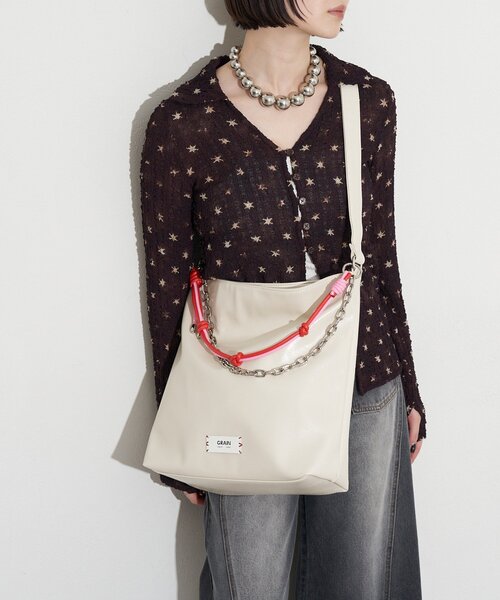 GRAIN(グレイン)の「【GRAIN/グレイン】配色レザーチェーン2WAYショルダーバッグ(トートバッグ・レディース・ブラウン/ブラック/アイボリー・FREE)」の20枚目の写真