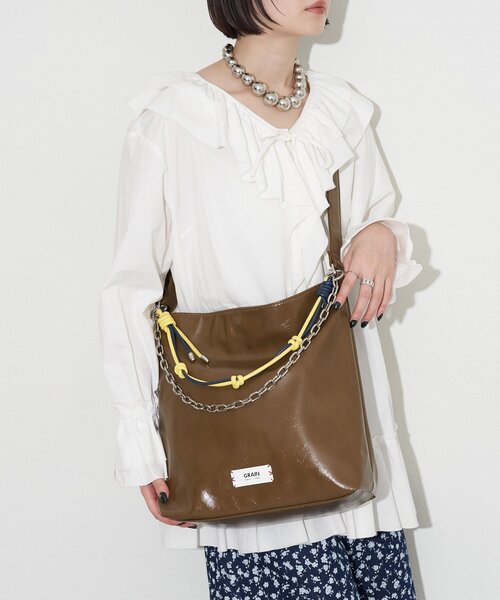 GRAIN(グレイン)の「【GRAIN/グレイン】配色レザーチェーン2WAYショルダーバッグ(トートバッグ・レディース・ブラウン/ブラック/アイボリー・FREE)」の10枚目の写真