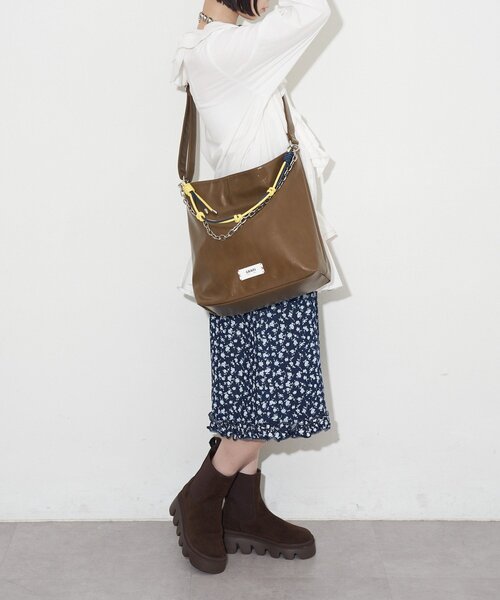 GRAIN(グレイン)の「【GRAIN/グレイン】配色レザーチェーン2WAYショルダーバッグ(トートバッグ・レディース・ブラウン/ブラック/アイボリー・FREE)」の11枚目の写真