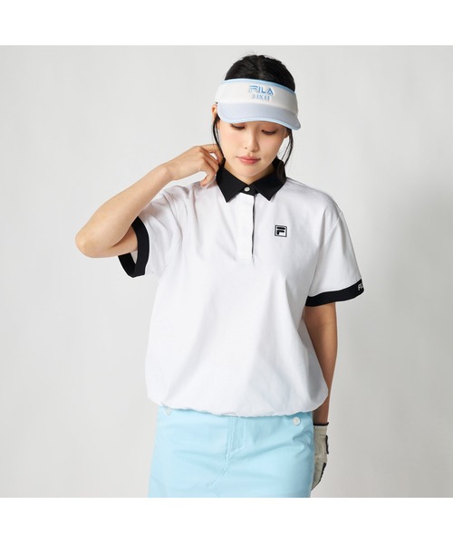 FILA GOLF(フィラゴルフ )の「FILA GOLF フィラゴルフ ゴルフウェア 吸汗速乾 UVカット ロゴ エンボス 半袖 ポロシャツ(ポロシャツ・レディース・ミント/ピンク/ホワイト/ブラック・M/L/LL)」の2枚目の写真
