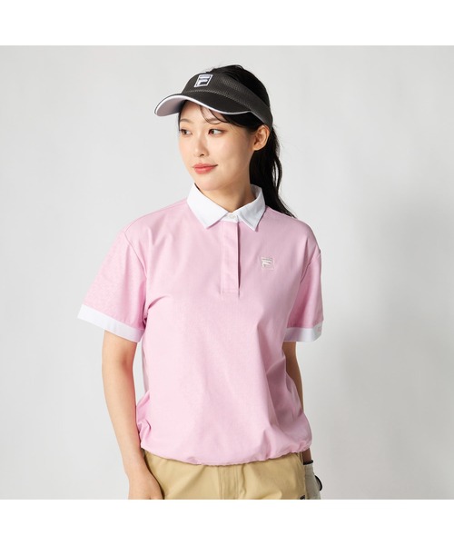 FILA GOLF(フィラゴルフ )の「FILA GOLF フィラゴルフ ゴルフウェア 吸汗速乾 UVカット ロゴ エンボス 半袖 ポロシャツ(ポロシャツ・レディース・ミント/ピンク/ホワイト/ブラック・M/L/LL)」の4枚目の写真
