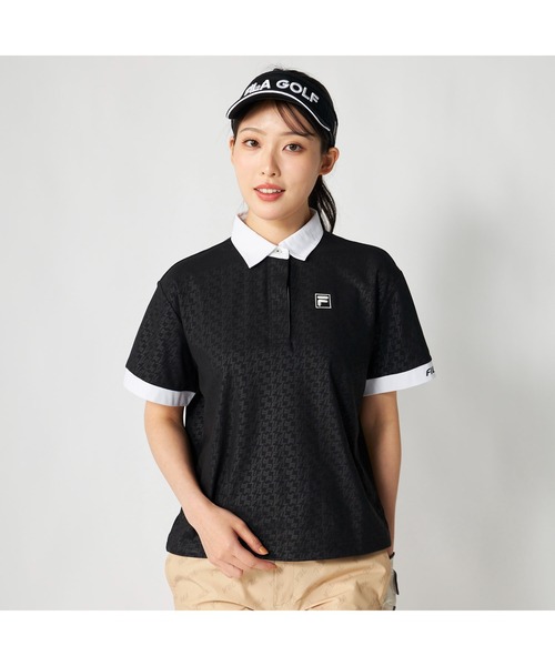 FILA GOLF(フィラゴルフ )の「FILA GOLF フィラゴルフ ゴルフウェア 吸汗速乾 UVカット ロゴ エンボス 半袖 ポロシャツ(ポロシャツ・レディース・ミント/ピンク/ホワイト/ブラック・M/L/LL)」の1枚目の写真