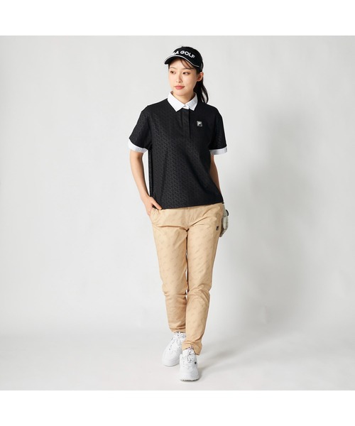 FILA GOLF(フィラゴルフ )の「FILA GOLF フィラゴルフ ゴルフウェア 吸汗速乾 UVカット ロゴ エンボス 半袖 ポロシャツ(ポロシャツ・レディース・ミント/ピンク/ホワイト/ブラック・M/L/LL)」の5枚目の写真
