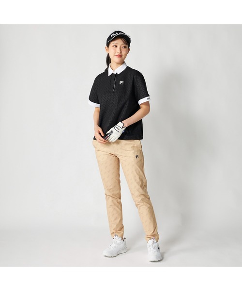 FILA GOLF(フィラゴルフ )の「FILA GOLF フィラゴルフ ゴルフウェア 吸汗速乾 UVカット ロゴ エンボス 半袖 ポロシャツ(ポロシャツ・レディース・ミント/ピンク/ホワイト/ブラック・M/L/LL)」の6枚目の写真