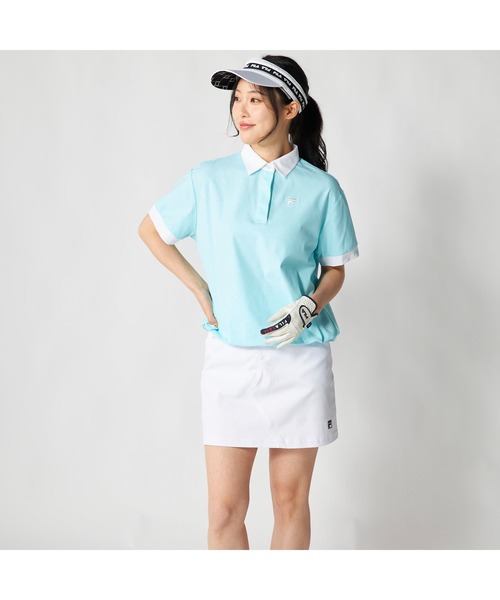 FILA GOLF(フィラゴルフ )の「FILA GOLF フィラゴルフ ゴルフウェア 吸汗速乾 UVカット ロゴ エンボス 半袖 ポロシャツ(ポロシャツ・レディース・ミント/ピンク/ホワイト/ブラック・M/L/LL)」の14枚目の写真