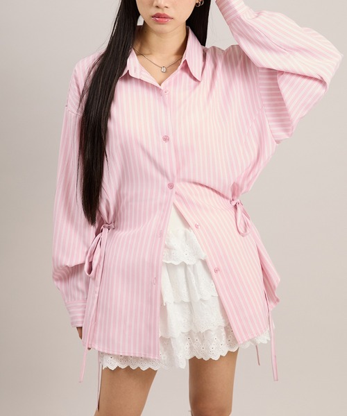 apres jour mignon(アプレジュールミニョン)の「2Wayリボンシャツ(シャツ/ブラウス・レディース・ブルー系その他/ピンク/ピンク系その他/アイボリー/ブルー・フリー/LARGE)」の5枚目の写真