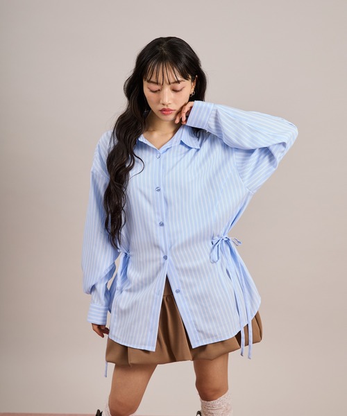 apres jour mignon(アプレジュールミニョン)の「2Wayリボンシャツ(シャツ/ブラウス・レディース・ブルー系その他/ピンク/ピンク系その他/アイボリー/ブルー・フリー/LARGE)」の15枚目の写真