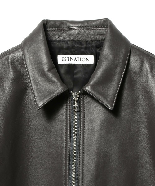ESTNATION(エストネーション)の「ESTNATION / シープレザー ジップアップジャケット(ライダースジャケット・メンズ・チャコールグレー・LARGE/MEDIUM)」の4枚目の写真