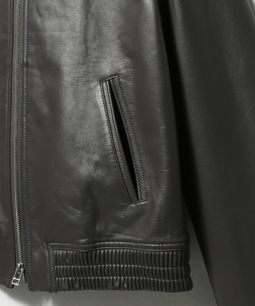 ESTNATION(エストネーション)の「ESTNATION / シープレザー ジップアップジャケット(ライダースジャケット・メンズ・チャコールグレー・LARGE/MEDIUM)」の5枚目の写真