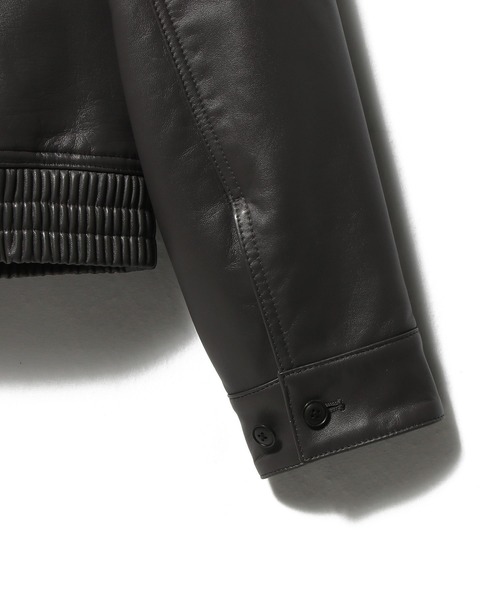 ESTNATION(エストネーション)の「ESTNATION / シープレザー ジップアップジャケット(ライダースジャケット・メンズ・チャコールグレー・LARGE/MEDIUM)」の6枚目の写真