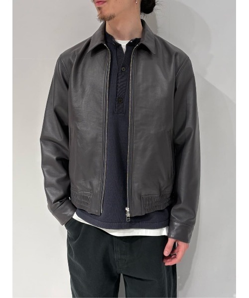 ESTNATION(エストネーション)の「ESTNATION / シープレザー ジップアップジャケット(ライダースジャケット・メンズ・チャコールグレー・LARGE/MEDIUM)」の9枚目の写真