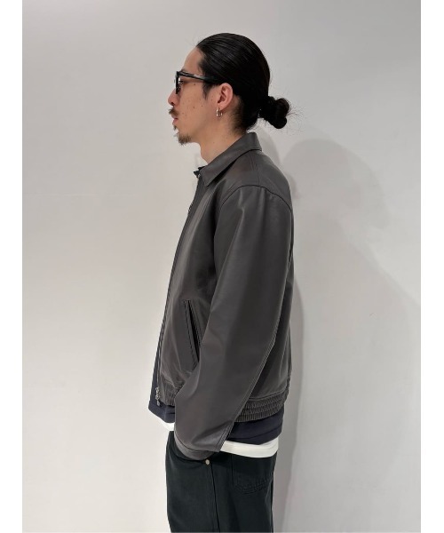 ESTNATION(エストネーション)の「ESTNATION / シープレザー ジップアップジャケット(ライダースジャケット・メンズ・チャコールグレー・LARGE/MEDIUM)」の10枚目の写真