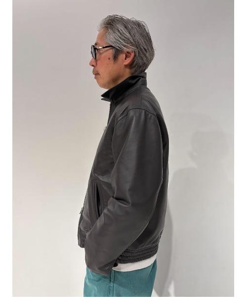 ESTNATION(エストネーション)の「ESTNATION / シープレザー ジップアップジャケット(ライダースジャケット・メンズ・チャコールグレー・LARGE/MEDIUM)」の14枚目の写真