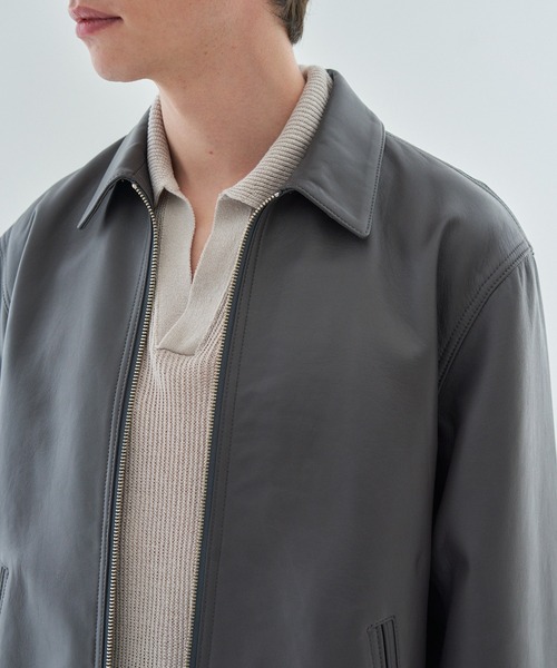 ESTNATION(エストネーション)の「ESTNATION / シープレザー ジップアップジャケット(ライダースジャケット・メンズ・チャコールグレー・LARGE/MEDIUM)」の17枚目の写真