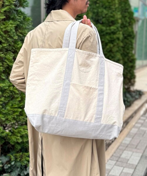 NOLLEY’S(ノーリーズ)の「クジラアップリケ 8ozキャンバス ビッグトートバッグ 26SS(トートバッグ・メンズ・ホワイト系その他2・FREE)」の1枚目の写真