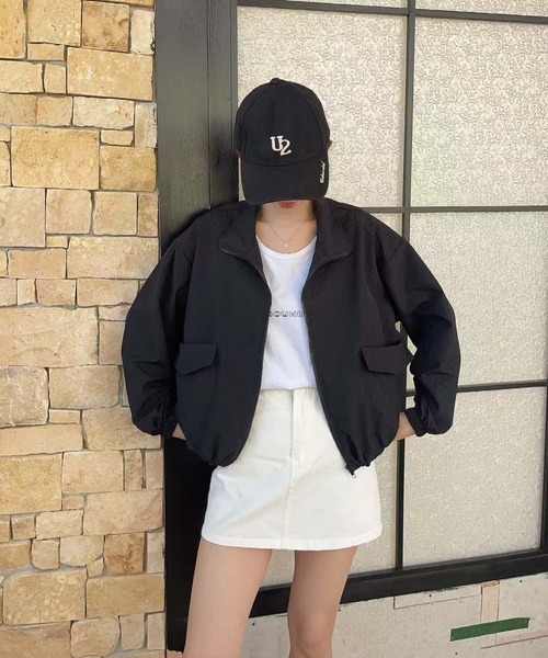 nonomi(ノノミ)の「端境期・春のライトアウタージップアップジャケット(ブルゾン・レディース・ベージュ系その他7/ブラック・FREE)」の10枚目の写真