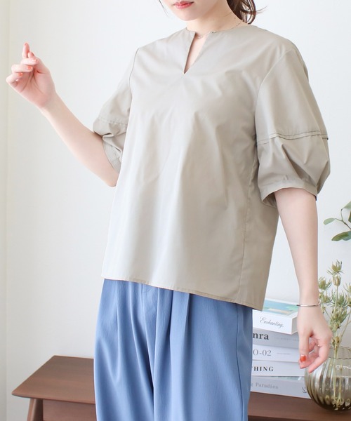 Social GIRL(ソーシャルガール)の「/Social GIRL/ランタンスリーブスキッパーブラウス(シャツ/ブラウス・レディース・ブルー・M)」の18枚目の写真